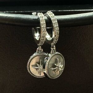 DimondSilver Hoop Earrings with Star Design